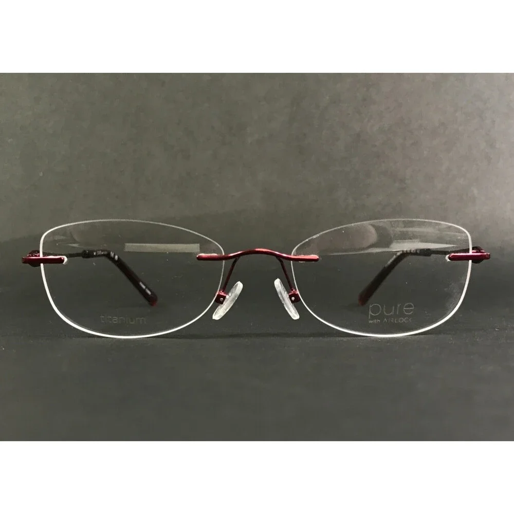 Pure Eyeglasses Frames Patina 202 602 Wine Rimless Titanium Crystals 49-18-140